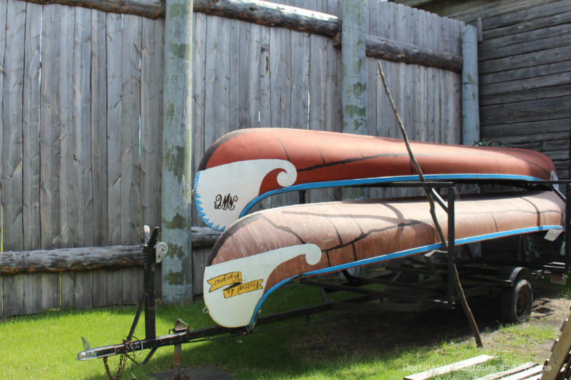 Two canoes stored at Fort Gibraltar