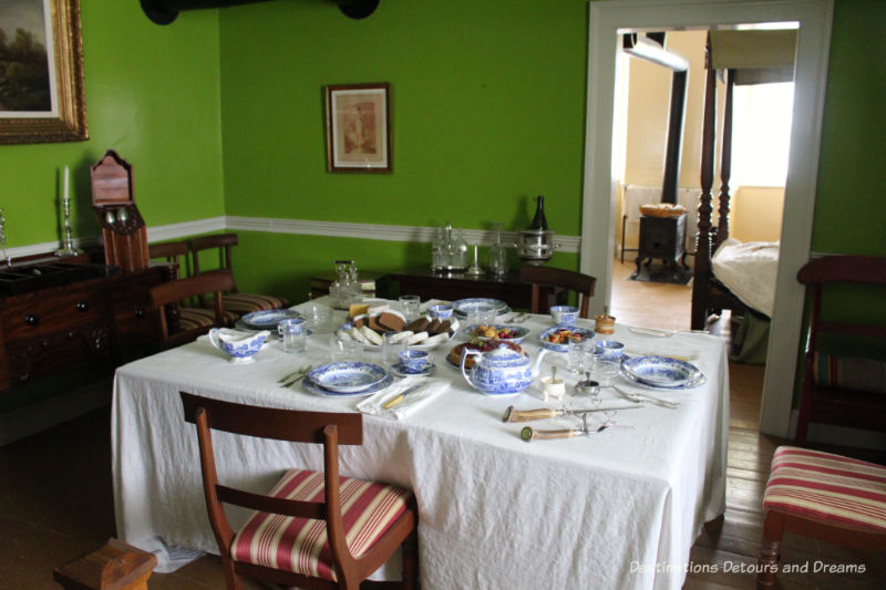 Elegant dining room of Governor's quarters in Lower Fort Garry