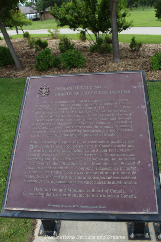 Treaty 1 marker at Lower Fort Garry