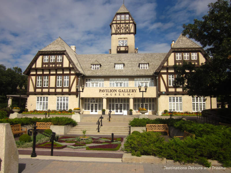 The Tudor style Pavilion Gallery building at Assiniboine Park