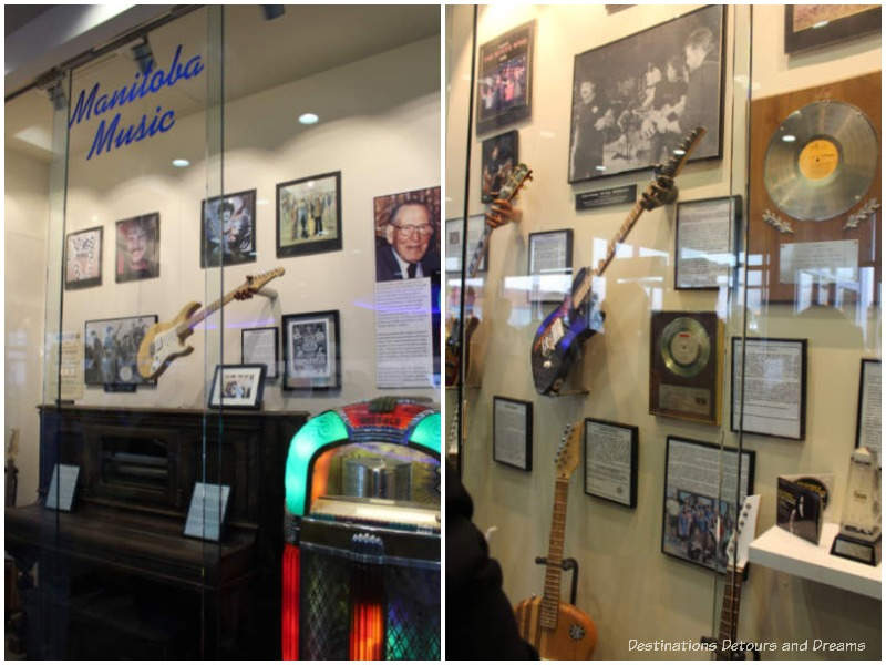 Manitoba Music display cases at Pembina Highway Salisbury House in Winnipeg, Manitoba