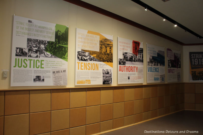 Panels with information about the 1919 Winnipeg General Strike at Dalnavert's exhibit