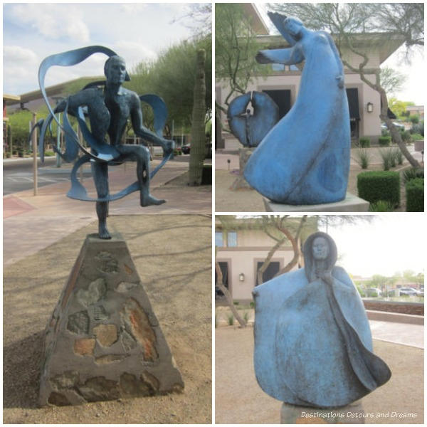 Three Heloise Crista sculptures in park at Scottsdale Spire