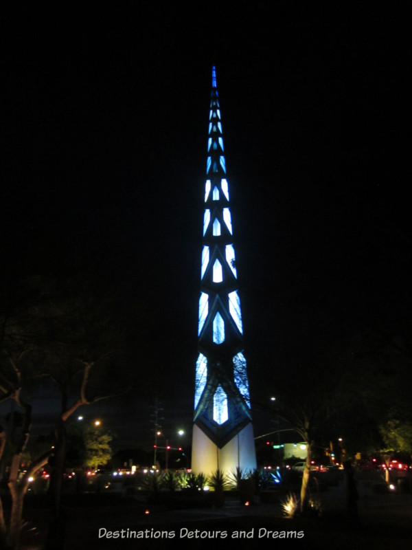 Scottsdale Spire illuminated at night