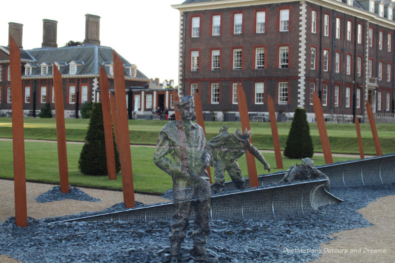 Soldier sculptures in the D-Day 75 Garden on the grounds of the Royal Hospital in Chelsea