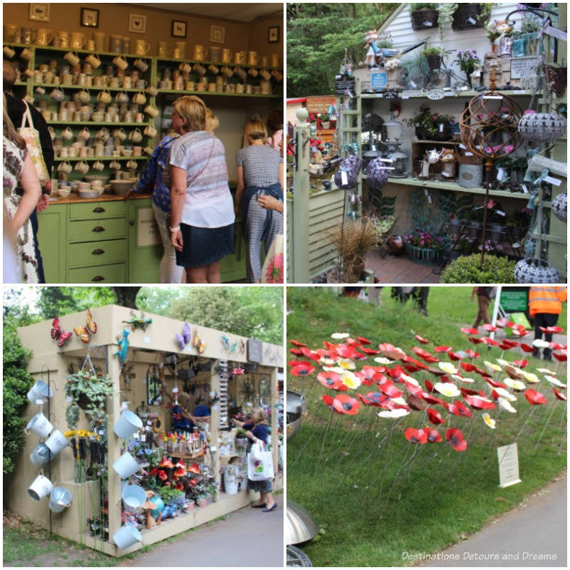 Sampling of exhibitor items for sale at 2019 Chelsea Flower Show