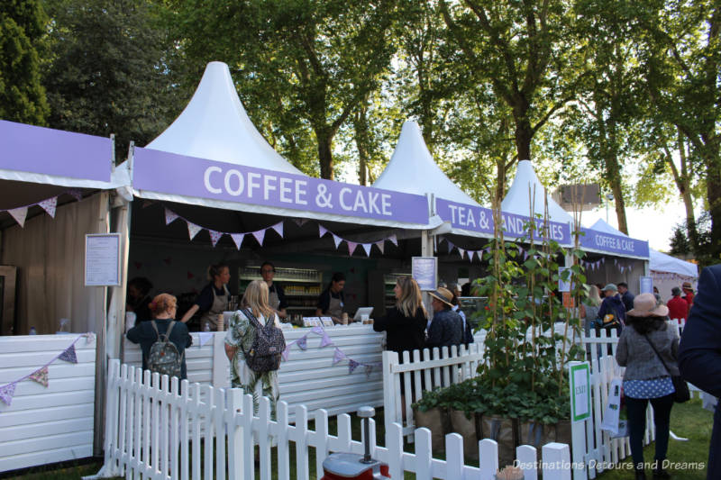 Coffee, cake, and tea tents at the Chelsea Flower Show