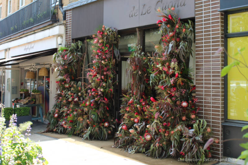 Floral display at the front of a shop in Chelsea