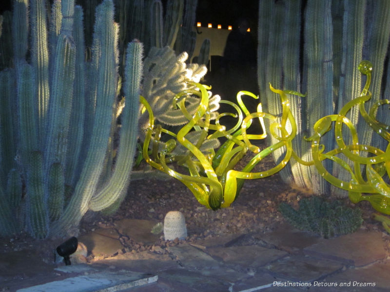 Chihuly Citron and Yellow Flori at night