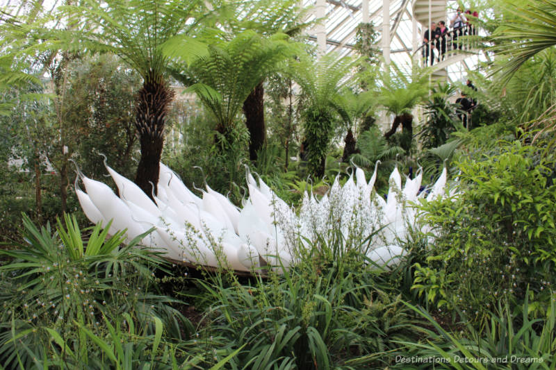 White Beluga boat sculpture inside Kew Gardesn Temperate House