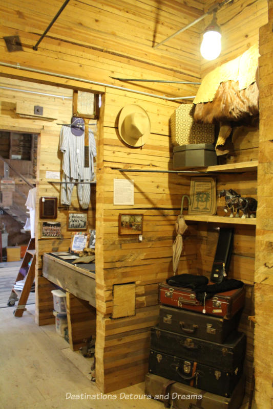 Display areas at the Prairieview Museum in former bins of the old grain elevator