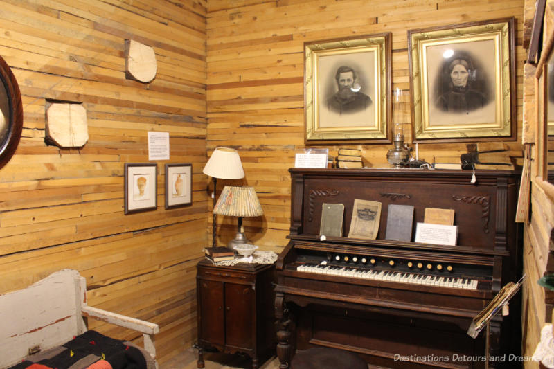 Old organ and other parlour artifacts at the Prairieview Museum