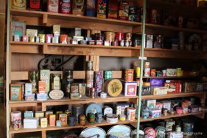 Collection of tin cans at Prairieview Museum