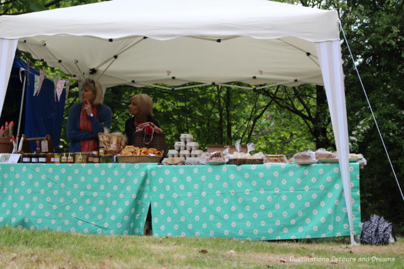 Preserves and baked goods for sale at an English village fête