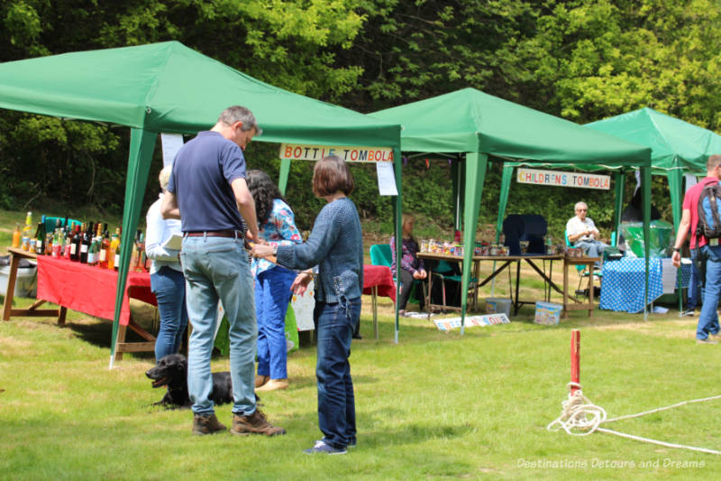 Tombola booths at an English village fête