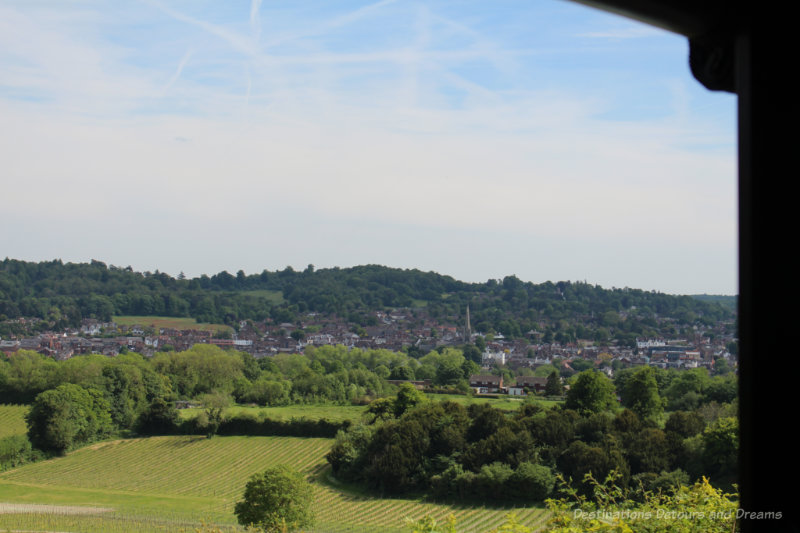 Looking into the valley and the town of Dorking, Surrey