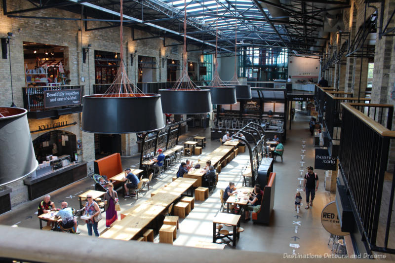 Contemporary food hall courtyard in The Forks Market