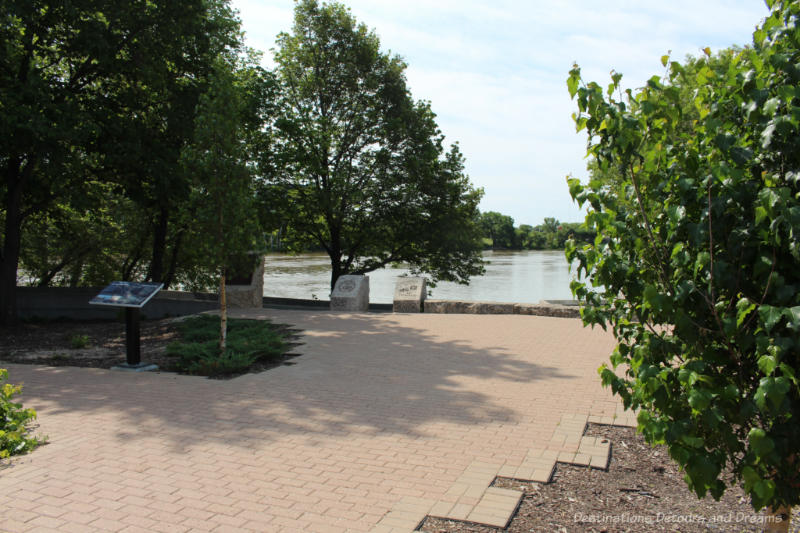 Patio stoned area overlooking the river at The Forks