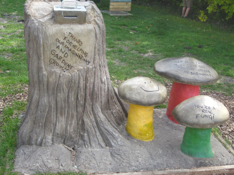 Fake tree stumps act as donation box at Assiniboine Park's Nature Playground