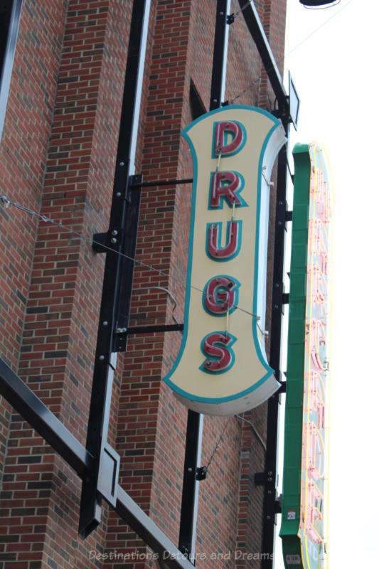 Neon Drugs sign in the Edmonton Neon Museum