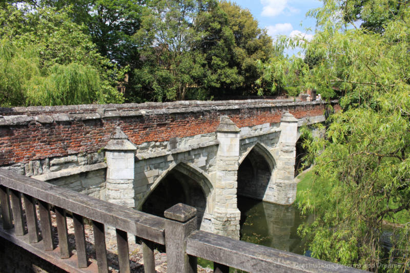 Stone fifteenth century bridge crossing moat at Eltham Palace