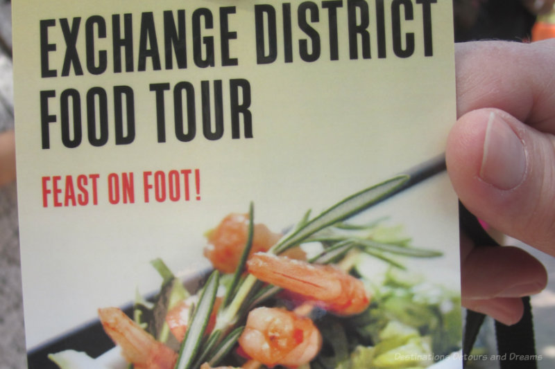 Feast on Foot tour ticket with photo of shrimp dish