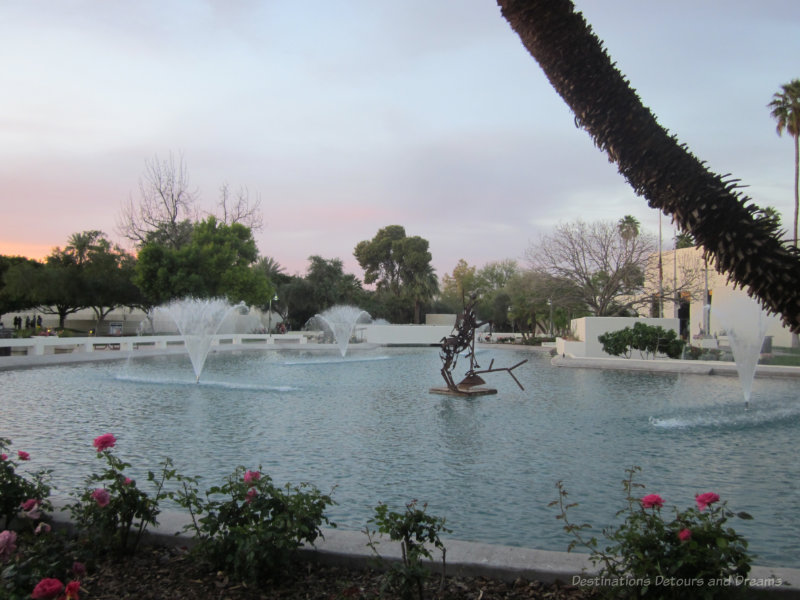 Sculpture in fountain at Civic Center Mall in Scottsdale