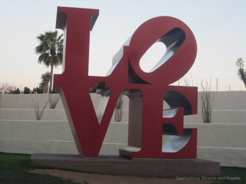 Love sculpture in Scottsdale - Red letters L and O atop V and E to spell love