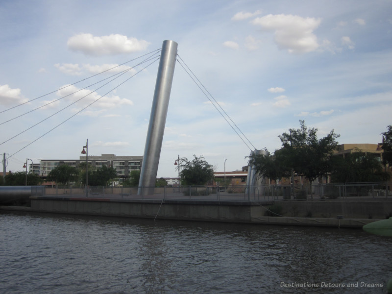 Metal pylon of Soleri Bridge at Scottsdale Waterfront