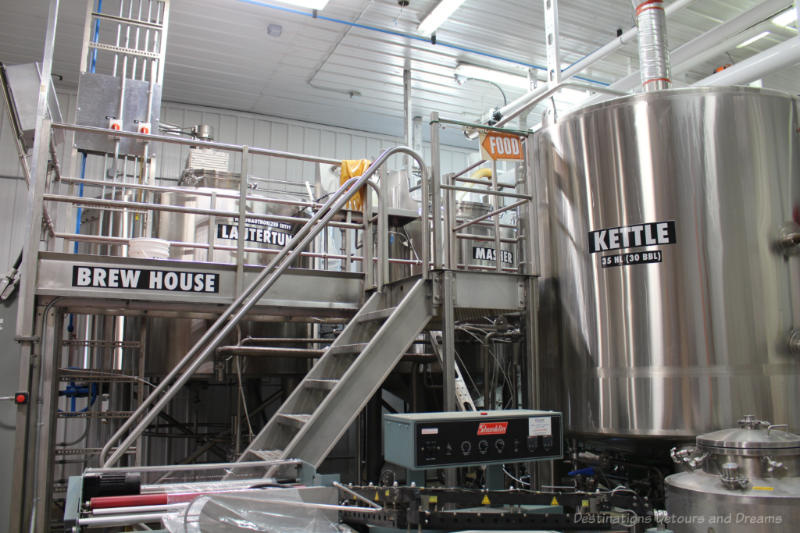 Stainless steel brewing equipment at Farmery brewery