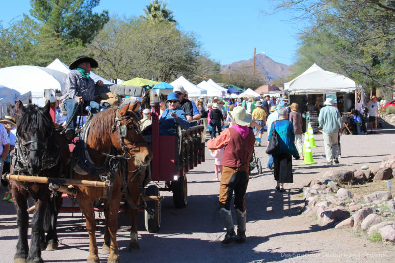 Horse-drawn wagon at Tubac Festival of the Arts