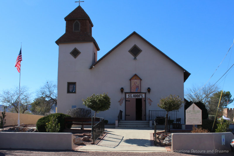 Simple white brick church