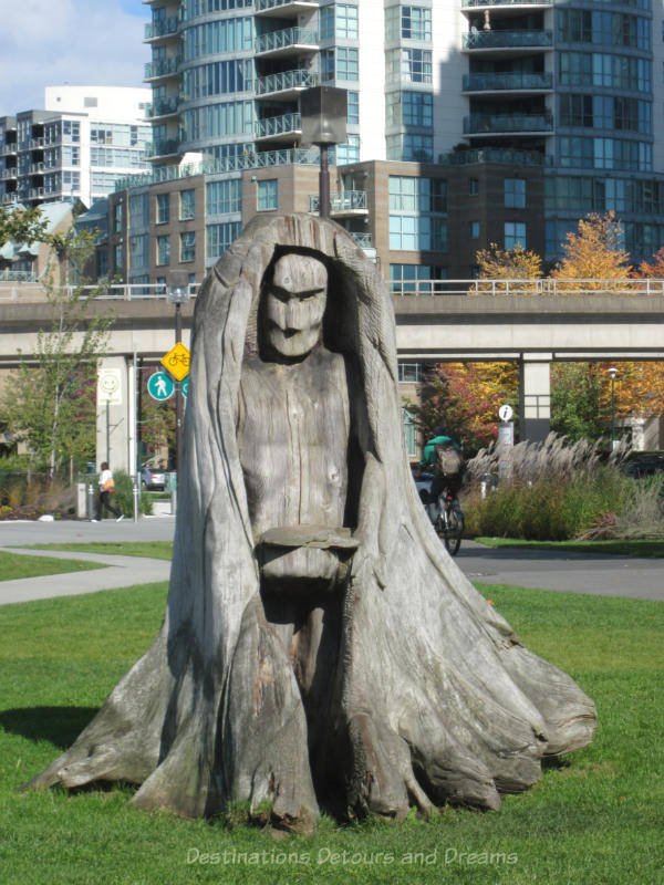 Vancouver Public Art Wood Figure Stylished figured carved out of wood