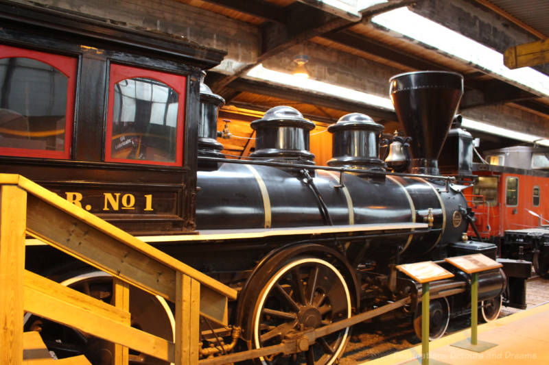 Late 1800s steam locomotive, Countess of Dufferin, on display at the Winnipeg Railway Museum