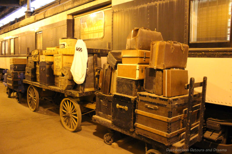 Truck and luggage on carts at the Winnipeg Railway Museum