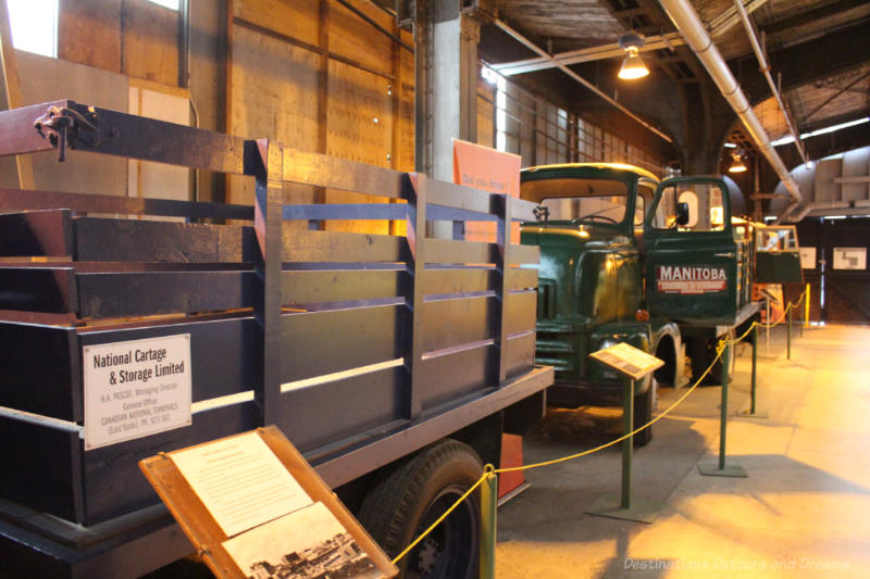 Trucks on display at the Winnipeg Railway Museum