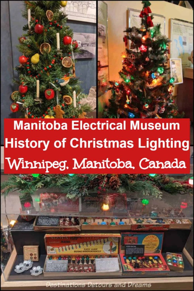 A seasonal exhibit at the Manitoba Electrical Museum in Winnipeg, Manitoba highlights the history of Christmas tree lights and decorating