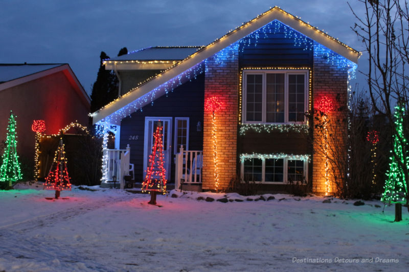 House decorated with Christmas lights