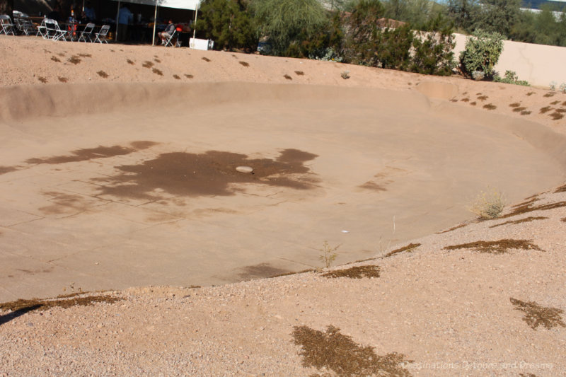 Pit in the ground is remains of an Hohokam ball court