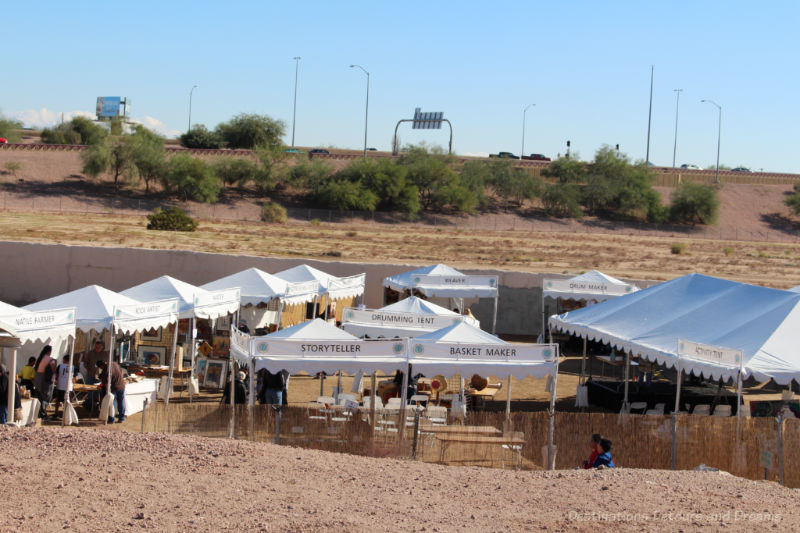 White canopies covering stalls in an Indian market