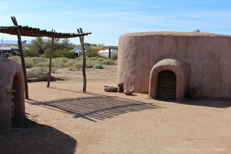 Round building with earthen shell built as a replica of an ancient Hohokam pithouse