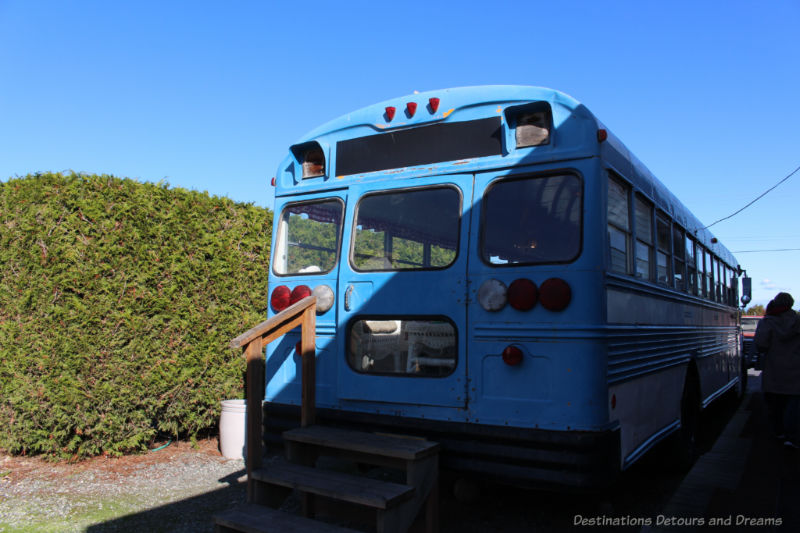 Blue bus at the Roost