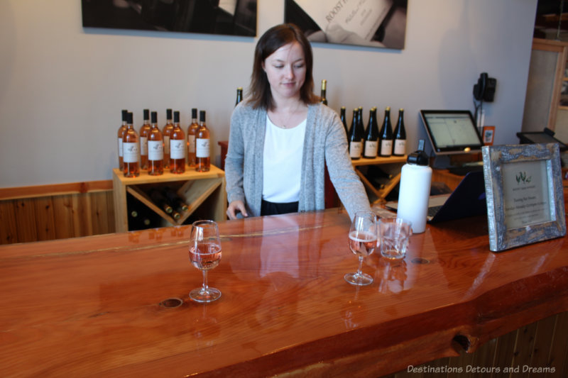 Wine tasting bar at the Roost on Vancouver Island