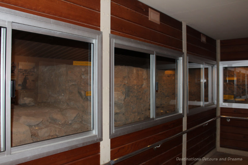 Underground room with viewing windows into excavation area at Tubac Presidio