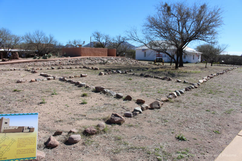 Stone markers of where former walls would have been at Tubac Presidio
