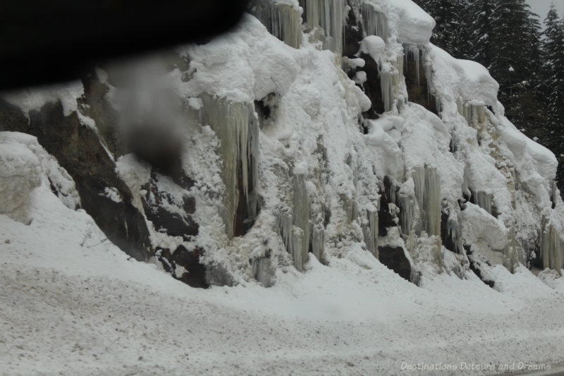 Snow and ice on the side of a British Columbia mountain