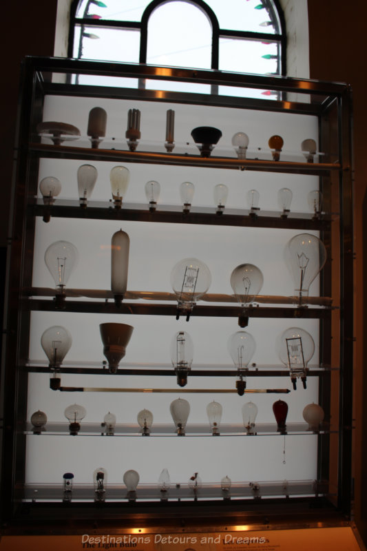 Display of different types of light bulbs used over the years