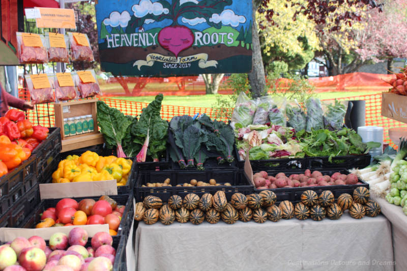 Root vegetables on display at Salt Spring Island Saturday Market