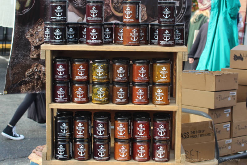 Sauces on display at Salt Spring Island Saturday Market