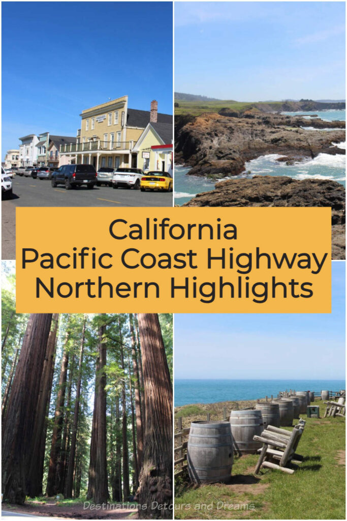 California Pacific Coast Highway Northern Highlights. Sights to see along California's scenic coastal drive include Mendocino Village, Mendocino Coast Botanical Gardens, Glass Beach, MacKerricher State Park, Pacific Star Winery and Avenue of the Giants #California #PacificCoastHighway #scenicdrive